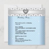 甘い16誕生日パーティーブルーホワイトスポットティアラ 招待状 (裏面)