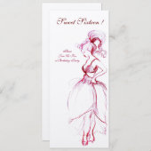 甘い16誕生日パーティーレッドピンクプログラム 招待状 (正面/裏面)