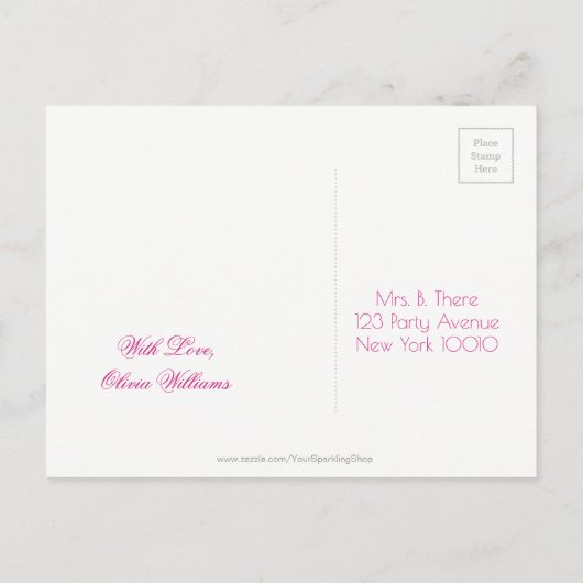 甘い16誕生日パーティー日付ピンクを保存 案内ポストカード (裏面)