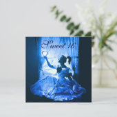 甘い16誕生日パーティー、ブルー白黒ダマスク 招待状 (スタンド正面)