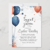 甘い16誕生日パーティーIバルーン白 招待状 (正面)