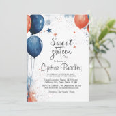 甘い16誕生日パーティーIバルーン白 招待状 (スタンド正面)