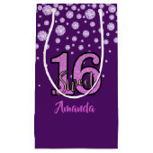 甘い16誕生日パープルピンクのガラスの名前 スモールペーパーバッグ (正面)
