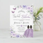 甘い16誕生日パープルフローラブラウンプリンセス 招待状 (スタンド正面)