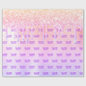 甘い16誕生日ピンクのローズ金ゴールドグリッタードリップ ラッピングペーパー (フラット)