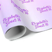 甘い16誕生日ピンクのローズ金ゴールドグリッタードリップ ラッピングペーパー (ロールコーナー)