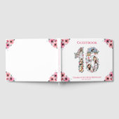 甘い16誕生日フォトコラージフラワーガールホワイト ゲストブック (全面)