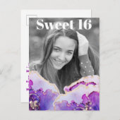 *~*甘い16誕生日フォトバイオレット抽象芸術AP29 インビテーションポストカード (正面/裏面)