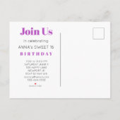 *~*甘い16誕生日フォトバイオレット抽象芸術AP29 インビテーションポストカード (裏面)