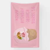 甘い16誕生日フォトピンクアイスクリームパーティー 横断幕 (縦)