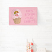 甘い16誕生日フォトピンクアイスクリームパーティー 横断幕 (インサイチュ)