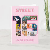 甘い16誕生日フォトピンク カード (正面)