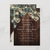 甘い16誕生日ブライダル素朴金ゴールドハート会議 招待状 (正面/裏面)