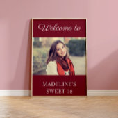甘い16誕生日ブルゴーニュ名写真ようこそ ポスター