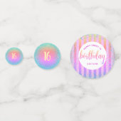 甘い16誕生日レインボーグラデーショングリッタースクリプト コンフェッティ (裏面)