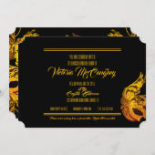 甘い16誕生日仮装金ゴールドチケット 招待状 (正面/裏面)