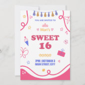 甘い16誕生日招待状ゴージャスな女の子 招待状 (正面)