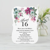 甘い16誕生日招待状トロピカルフラワーオンホワイト 招待状 (スタンド正面)