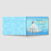 甘い16誕生日水色ドレスブルー王室の金ゴールド ゲストブック (全面)