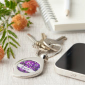 甘い16誕生日紫色の花の写真フローラ キーホルダー (側面)