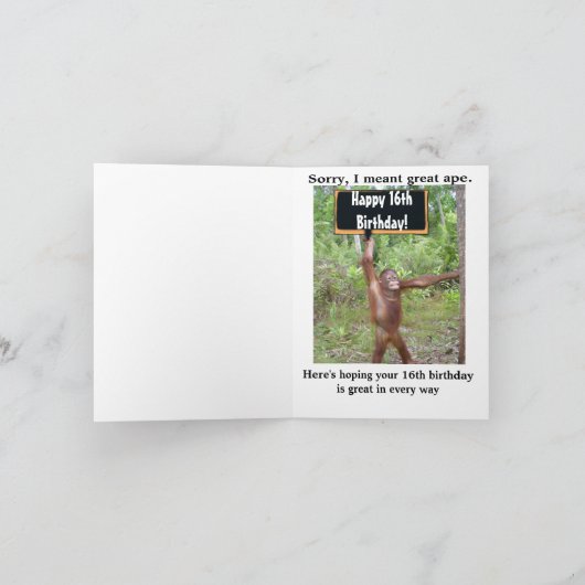 甘い16誕生日電話アプリユーモア カード (内部)