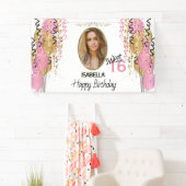 甘い16誕生日 – ピンク風船 横断幕 (インサイチュ)