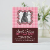 甘い16誕生日Bashフォトカード招待状 招待状 (スタンド正面)