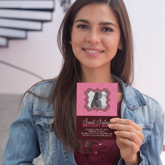 甘い16誕生日Bashフォトカード招待状 招待状