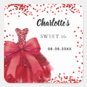 甘い16赤いドレスは白 スクエアシール (正面)