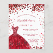 甘い16赤い白いドレスの予算の招待 チラシ (正面)