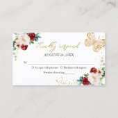 甘い16赤い赤面フローラ蝶RSVPエンクロージャ 名刺 (正面)