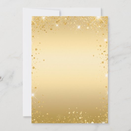 甘い16赤い金ゴールドドレス花模様バラ 招待状 (裏面)