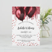 甘い16赤い風船ホワイトラグジュアリー 招待状 (スタンド正面)