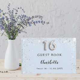 甘い16赤ちゃんブルーの銀の輝き ゲストブック