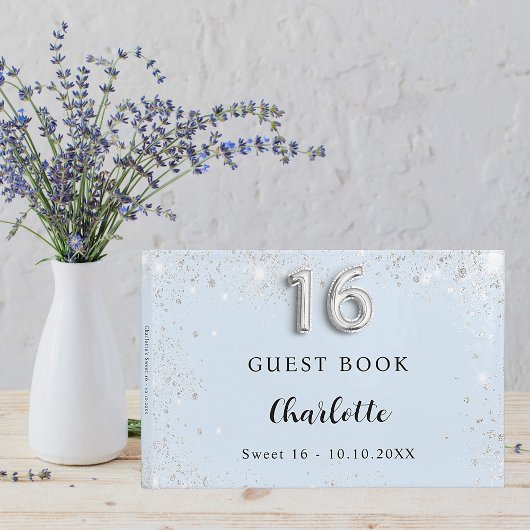 甘い16赤ちゃんブルーの銀の輝き ゲストブック