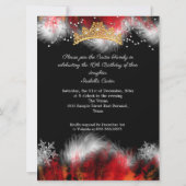 甘い16赤オレンジ色の氷のスノーフレーク火のドレス 招待状 (裏面)