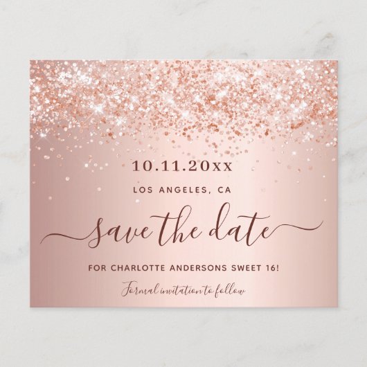 甘い16赤面バラグリッター予算の保存日付 チラシ (正面)