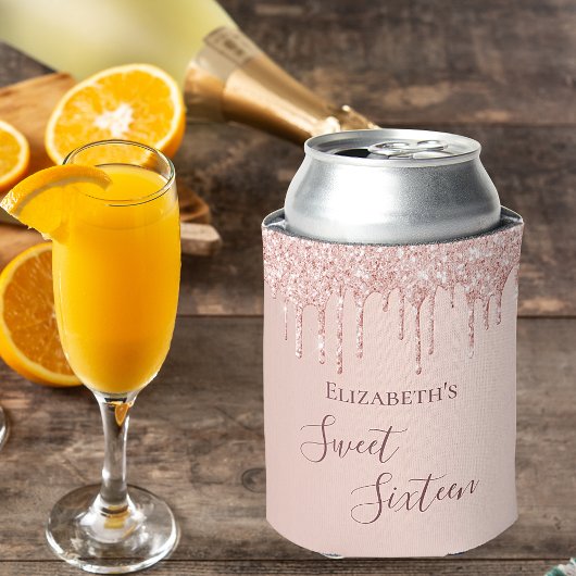 甘い16赤面バラ金ゴールドグリッタードライブ名 缶クーラー