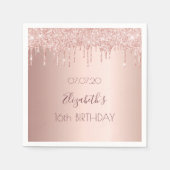 甘い16赤面バラ金ゴールドグリッタードリップスネームグラム スタンダードカクテルナプキン (正面)