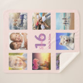 甘い16赤面バラ金ゴールド名photo collage シェルパブランケット (正面(横))