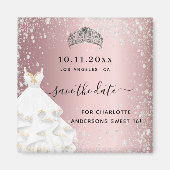 甘い16赤面ピンクのグリッタードレスは日付を保存 マグネット (正面)