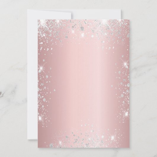 甘い16赤面ピンクシルバーグリッターダストドレス 招待状 (裏面)