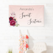 甘い16赤面ピンクローズ金ゴールドフローラ 横断幕 (インサイチュ)