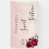 甘い16赤面ピンクローズ金ゴールドフローラ 横断幕 (縦)