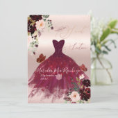 甘い16赤面ブルゴーニュ水彩花がインビタット 招待状 (スタンド正面)