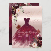 甘い16赤面ブルゴーニュ水彩花がインビタット 招待状 (正面/裏面)