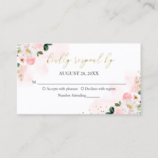 甘い16赤面水彩フローラRSVPエンクロージャ 名刺 (正面)