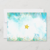 甘い16金ゴールドターコイズ水彩写真モダン サンキューカード (裏面)