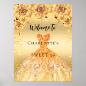 甘い16金ゴールドドレスバラパーティー歓迎 ポスター (正面)