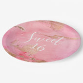 甘い16金ゴールドピンク抽象芸術水色 ペーパープレート (アングル)